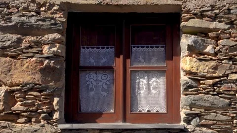 Closed Window of a Schist House Stock Footage 265604266