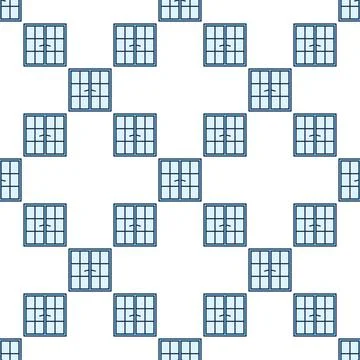 Closed Window vector blue seamless pattern Stock Illustration