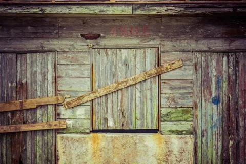 Closed wodden windows, different textures of wood Stock Photos