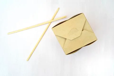 Closed WOK paper packaging boxes. For Asian fast foods. Stock Photos