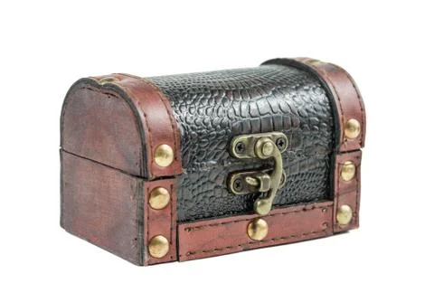 Closed wooden chest Stock Photos