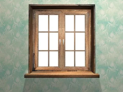Closed wooden window Stock Photos