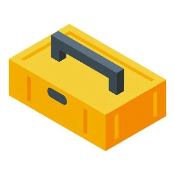 Closed yellow toolbox isometric view for construction and diy projects Stock Illustration