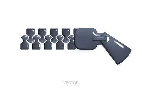 Closed zipper lock. 3d icon. Vector. Illustration Illustrazione stock