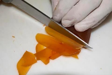 Closee-up of hand with knief Foto stock