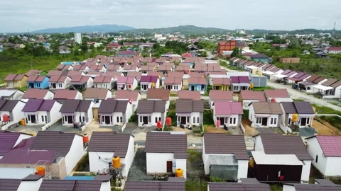 Closely arranged subsidized housing Stock Footage 260549098