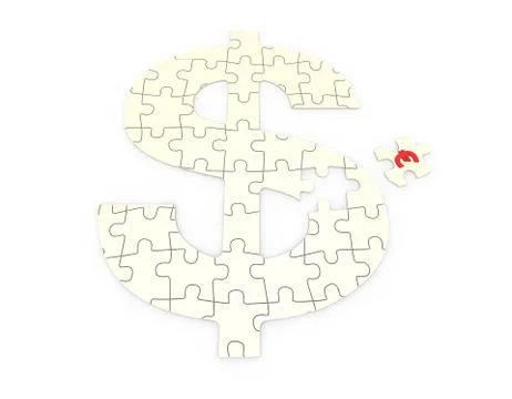 Closely connected puzzles, teamwork, dollars and euros Stock Illustration
