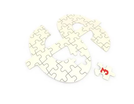 Closely connected puzzles, teamwork, dollars and pounds Stock Illustration