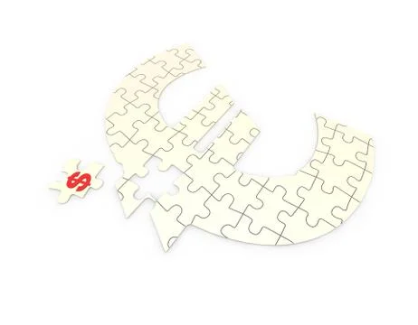 Closely connected puzzles, teamwork, euro and dollar Stock Illustration