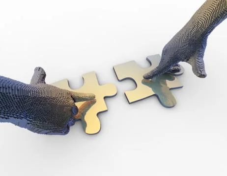 Closely connected puzzles, teamwork, fingers Stock Illustration