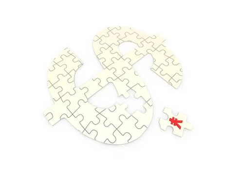 Closely connected puzzles, teamwork, USD and RMB Stock Illustration