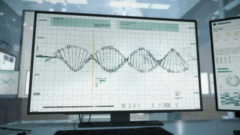 Closely studying the DNA molecule structure at a modern research facility Stock Footage 196148146