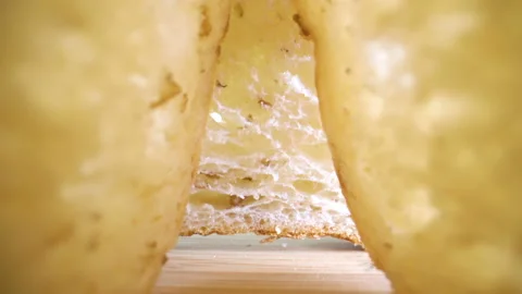 Closer look of the body of the loaf bread Stock Footage 135692979