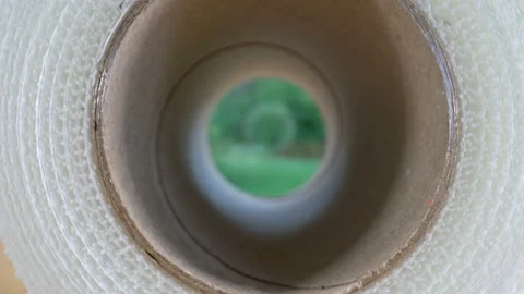 A closer look of the brown cardboard roll Stock Footage 135697956