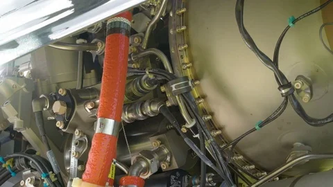 The closer look of the engine rotor of the helicopter Stock Footage 80621005