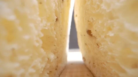 Closer look of the fluffy slice of cake on the table Stock Footage 139474336