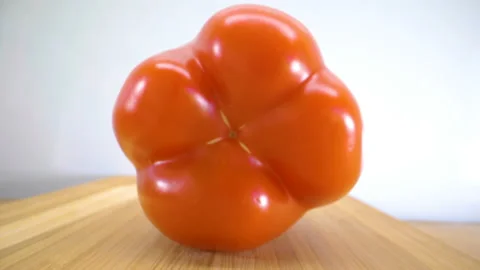 A closer look of the fresh red bell pepper Stock Footage 135701425