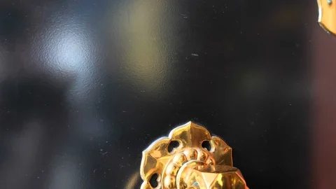 Closer look of the gold knocker in Senso-ji Temple in Tokyo Japan Stock Footage 121441516