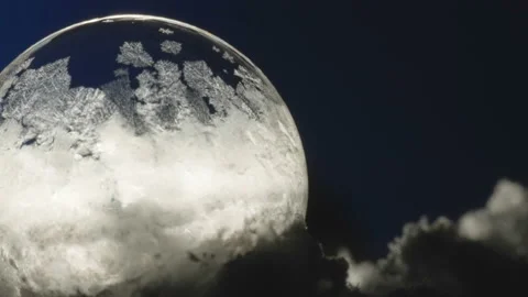 The closer look of the ice inside the bubble Stock Footage 147308006