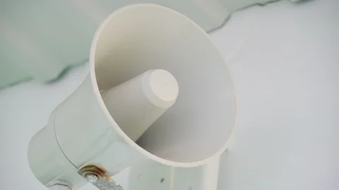 Closer look of the megaphone on the wall Stock Footage 98159168