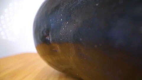 Closer look of the raw eggplant on the table Stock Footage 135701067
