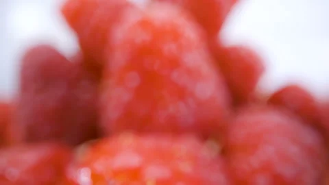 Closer look of the red raspberry fruit Stock Footage 135698810