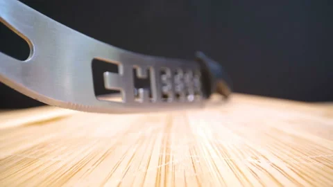 Closer look of the sharp knife on the table Stock Footage 135702577