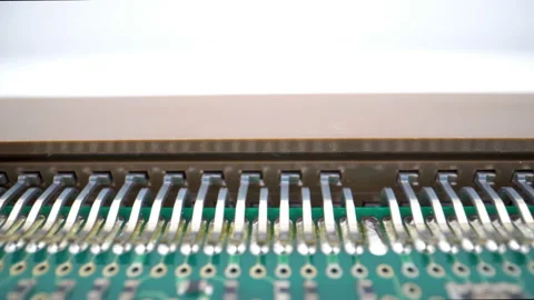 Closer look of the silver wires on the side of the circuit board Video stock 137358116