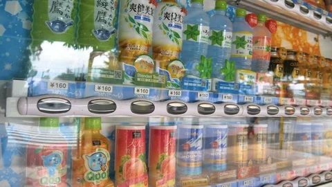 Closer look of the soda vending machine Stock Footage 120123708