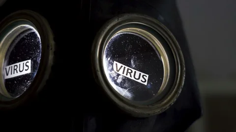 A closer look of the virus on the eyeshield Stock Footage 129343541