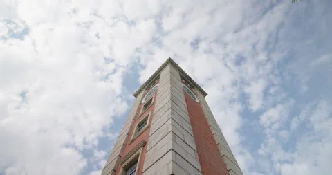 Closer View of the Canton Railway Clock Tower in Hong Kong Stock Footage 282510857