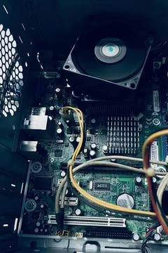 A closer view of a cpu parts 스톡 사진