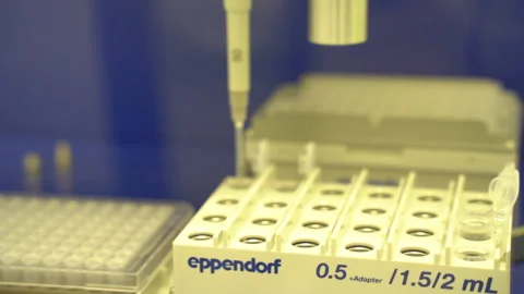 Closer view of machine ( which is part of process of tests on coronavirus ) Stock Footage 158517475