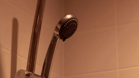 A Closer View of a Running Showerhead Video stock 87927513