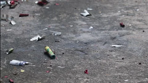 Closer view of a small bomb exploding with a burst sound 스톡 동영상 274660017