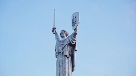 Closer View of Sword and Shield on Kyiv’s Motherland Monument Stock Footage 307156475