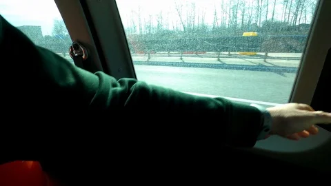 Closes the car door on the move. Stock Footage 127120470