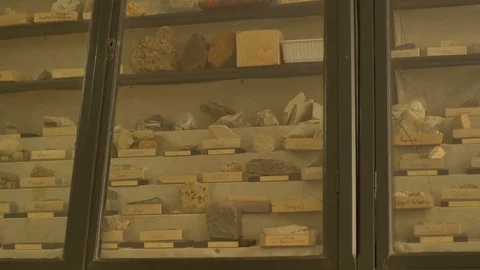 Closet with Various Geological Samples Stock Footage 93455950