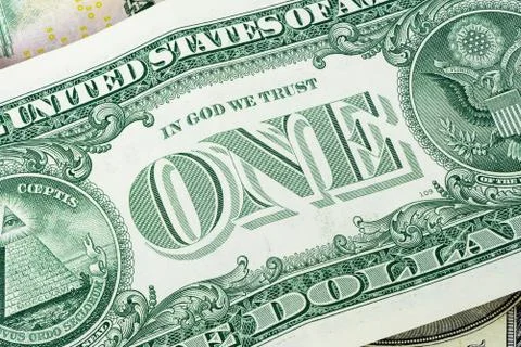 Closeup of 1 dollar banknote Stock Photos