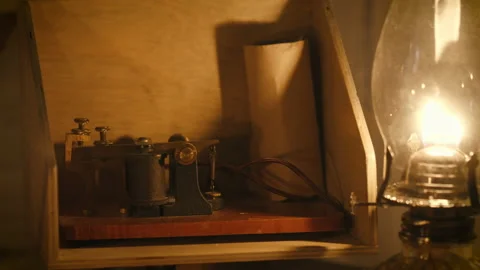 Closeup of a 19th century Morse code sender sending messages Stock Footage 230213484