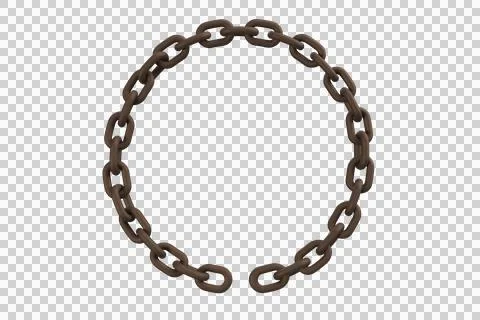 Closeup 3d image of circular broken chain Stock Illustration