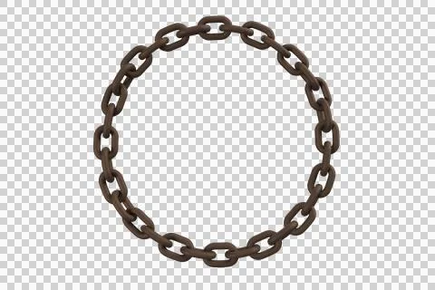 Closeup 3d image of circular metallic chain Stock Photos