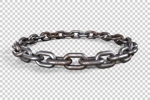 Closeup 3d image of circular rusty chain Stock Photos