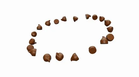 Closeup up of 3D rendered floaty chocolates making a circle on white background Stock-Fotos