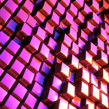 Closeup of a 3d rendering of gaming background of pink blocks, cubes background Stock Illustration