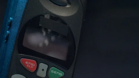 Closeup on a 80s 90s Retro Cell Phone in Darkness Stock Footage 107632697