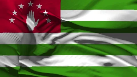 Closeup Abkhazia Flag Wave Loop waving in wind  Realistic Abkhazia  Flag bac Stock Footage 319813400