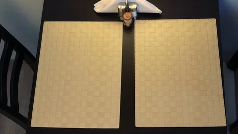 Closeup from above on a table in dim light 库存影片 79435200