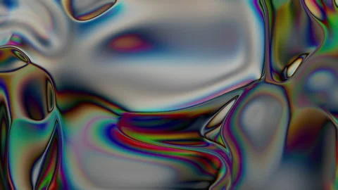 Closeup of Abstract Chromatic fluid waves background. Liquid holographic Video stock 138048781