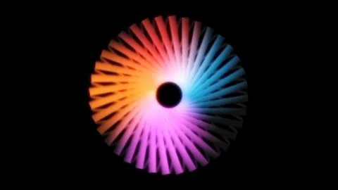 Closeup of Abstract dynamic 3D pattern of circles with nice multicolored shap Illustrazione stock